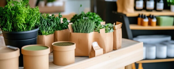 Plant-Based Packaging Materials Displayed in an Eco-Friendly Environment for Sustainable Solutions
