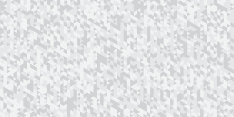 Abstract geometric white and gray background seamless mosaic and low polygon triangle texture wallpaper. Triangle shape retro wall grid pattern geometric ornament tile vector square element.