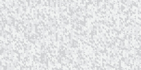 Abstract geometric white and gray background seamless mosaic and low polygon triangle texture wallpaper. Triangle shape retro wall grid pattern geometric ornament tile vector square element.