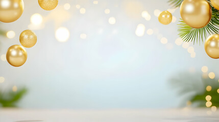 Obraz premium Tropical Christmas ornaments, festive bokeh background, product display