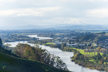 View of Huntly, a town in the North Island of New Zealand