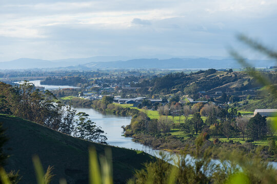 View of Huntly, a town in the North Island of New Zealand