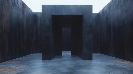 Abstract Dark Architecture Interior Passageway Design