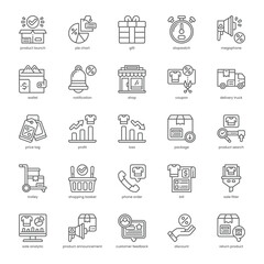 Sale Analytic Icon pack for your website, mobile, presentation, and logo design. Sale Analytic Icon outline design. Vector graphics illustration and editable stroke.