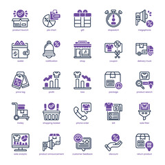 Sale Analytic Icon pack for your website, mobile, presentation, and logo design. Sale Analytic Icon dual tone design. Vector graphics illustration and editable stroke.