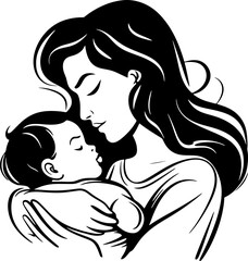 mother holding baby silhouette