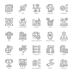 Project Plan Icon pack for your website, mobile, presentation, and logo design. Project Plan Icon outline design. Vector graphics illustration and editable stroke.