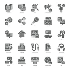 New Media Icon pack for your website, mobile, presentation, and logo design. New Media Icon solid design. Vector graphics illustration and editable stroke.