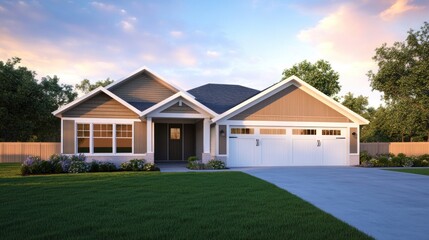 Obraz premium Modern Suburban House with Garage