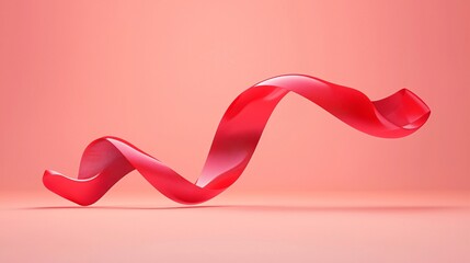 Red ribbon cascading in elegant curves, Valentine's Day theme, delicate shadows, soft focus effect, clean pastel backdrop, ample copyspace, no trademarks or watermarks, professional stock photo design