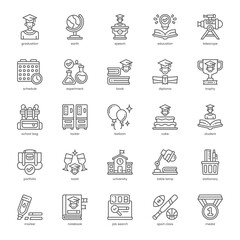Fototapeta premium Graduation Icon pack for your website, mobile, presentation, and logo design. Graduation Icon outline design. Vector graphics illustration and editable stroke.