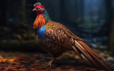 Fototapeta premium A Vibrant Male Golden Pheasant