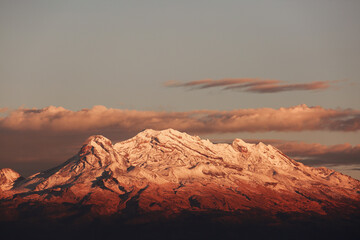 Iztaccihuatl Volcano seen from Mexico City during the winter season