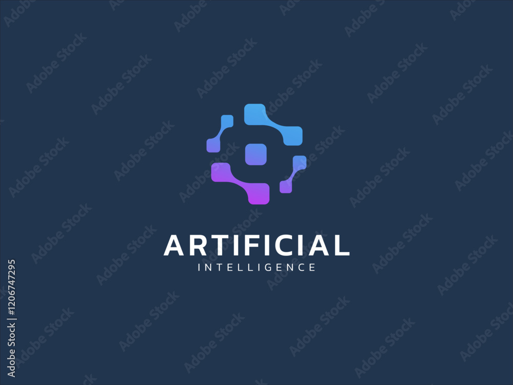 Wall mural artificial intelligence with abstract eye digital network technology analysis logo vector design con