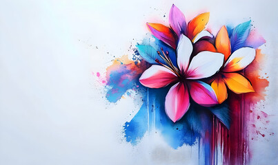 Obraz premium Vibrant floral spray paint art, white background