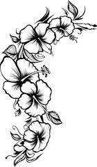 Hibiscus flower corner drawing