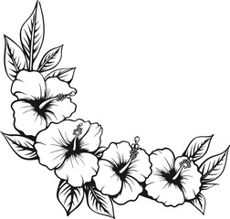 Hibiscus flower corner drawing