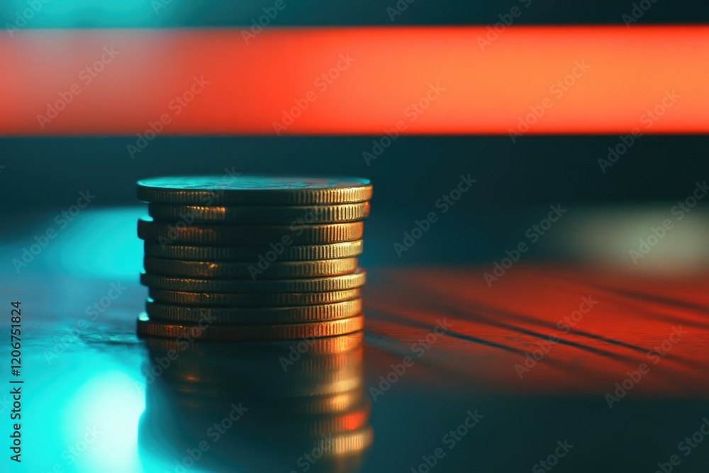 Wall mural Coins on Table