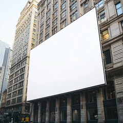 City-side modern billboard blank, placed prominently on a sleek urban building.