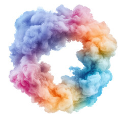 Fototapeta premium Colorful smoke swirl creating a vibrant and artistic visual effect. transparent background