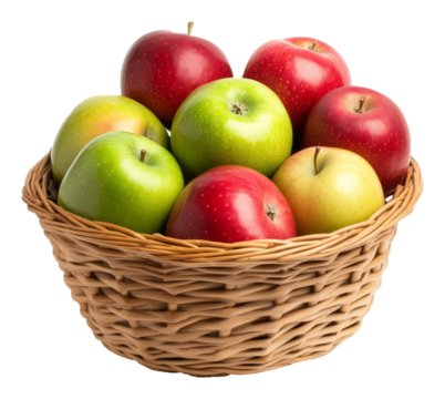 Basket of assorted apples with vibrant colors, healthy eating concept