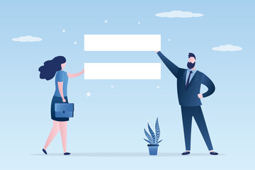 Fototapeta premium Equality in family, non-discrimination. Equality at workplace concept, providing equal job opportunities for all employees without discrimination,
