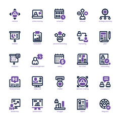 Career Coaching Icon pack for your website, mobile, presentation, and logo design. Career Coaching Icon dula tone design. Vector graphics illustration and editable stroke.