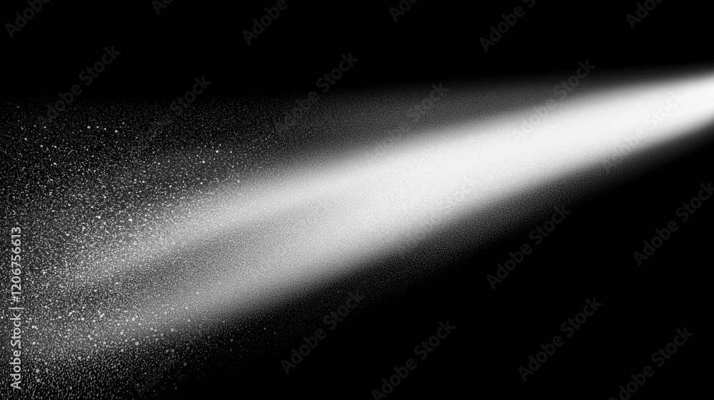 Leinwandbilder Abstract black and white gradient background with a central light beam, featuring floating dust particles, light spot effects, and cool black and gray tones in a minimalist and artistic design, perfec