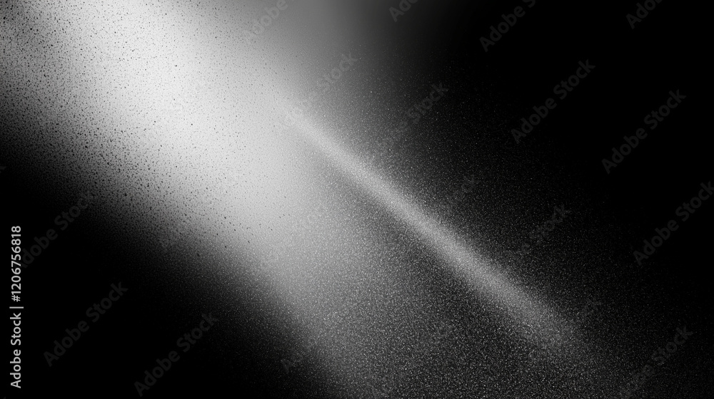 Poster Abstract black and white gradient background with a central light beam, featuring floating dust particles, light spot effects, and cool black and gray tones in a minimalist and artistic design, perfec
