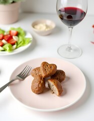 Romantic Valentine s Day Dessert Heart Shaped Mini Cakes with Red Wine