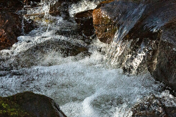 Stop action capture of falling water in Temple Brook, Massachusetts.