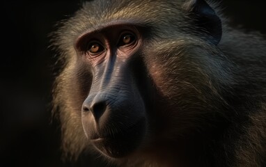 Close-up Portrait of a Baboon