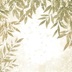 Naklejka premium Watercolor Painting of Olive Branches and Spots