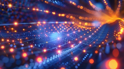 Obraz premium Colorful abstract light trails create a sense of motion and depth in a digital space.