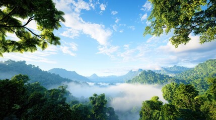 Obraz premium Misty Mountain Rainforest Panorama