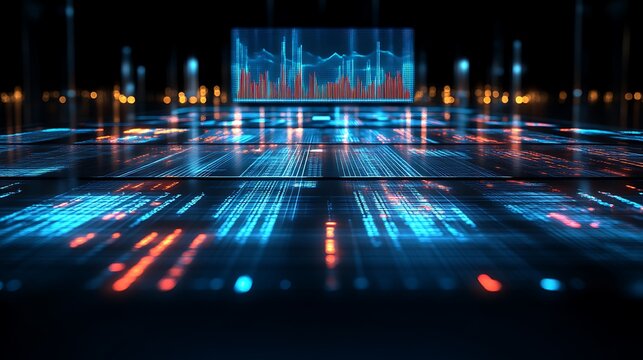 Futuristic Data Visualization Showing Charts and Graphs