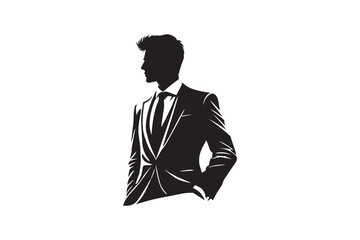 Business man silhouette on white background. Independent man concept vector.