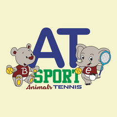 animals sport tennis bear and elephant,design cartoon vector illustration