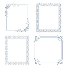 Set of decorative frames Elegant vector element for design in Eastern style, place for text. Floral gray and white borders. Lace illustration for invitations and greeting cards
