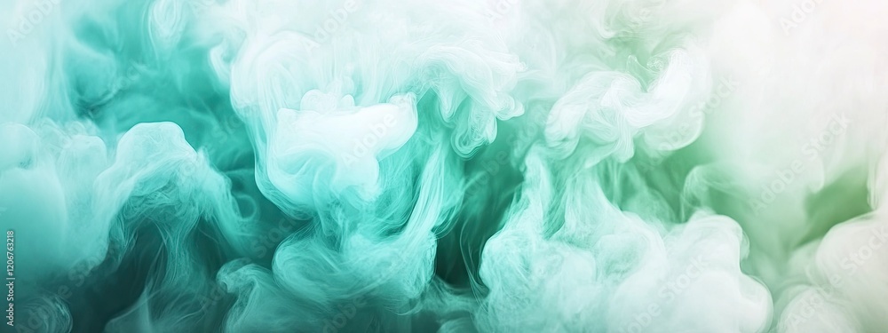 Poster a mesmerizing swirl of soft green and white smoke creating a dreamlike and ethereal atmosphere in ab