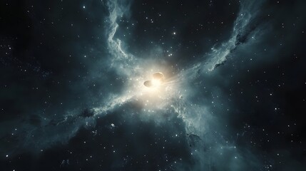 Fototapeta premium Celestial Body Illuminated Within A Cosmic Nebula