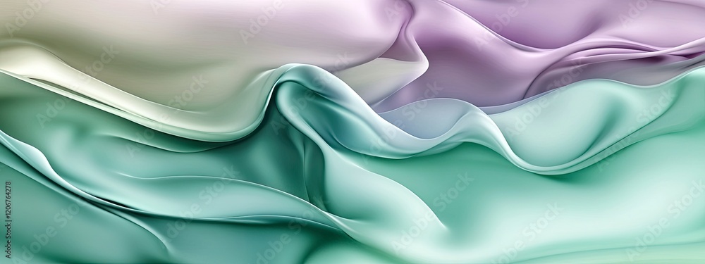 Poster softly flowing fabric waves in pastel colors, creating an elegant and serene abstract background