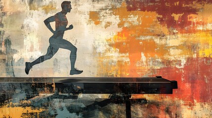 Abstract Runner Silhouette on Treadmill Artwork