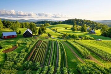 Fototapeta premium Sustainable farm heated with renewable energy for eco-friendly agriculture and a greener future.