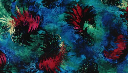 Naklejka premium Abstract Aquatic Floral Watercolor Painting