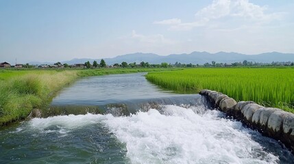 Irrigation Canal in Rice Paddy Field