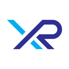 XR initial logo with blue swoosh design.