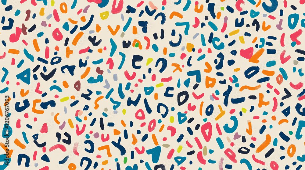 Poster colorful abstract pattern fills the canvas with vibrant shapes and playful designs