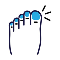 Ingrown Toenail (Onychocryptosis) Treatment. Foot Health, Pain Management, Care Process. Vector Editable Stroke Icon.
