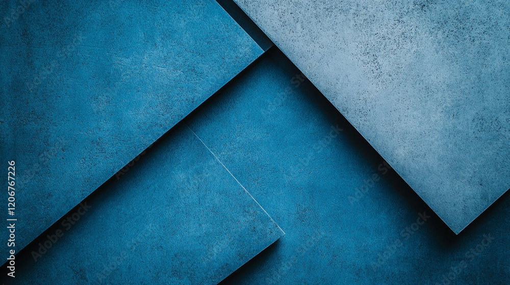 Poster layers of textured blue surfaces create a modern artistic composition for design projects